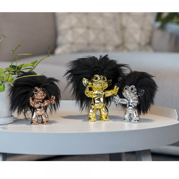 Lykketroll, Bronze / sort hår 15 cm